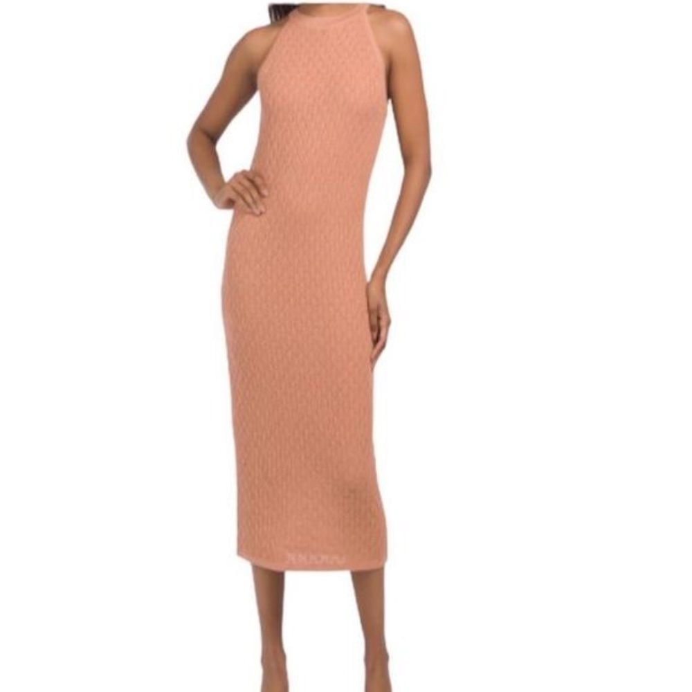 House of Harlow 1960 - Tan Crochet High Neck Midi Dress - Size XS